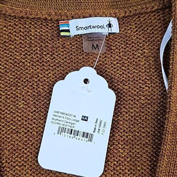 Smartwool NWT Women's Cozy Lodge Boyfriend Cardigan in‎ Acorn Heather Medium - Picture 2 of 10